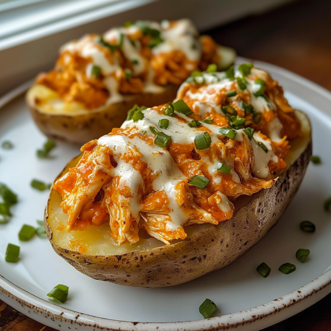 Buffalo Chicken Baked Potatoes