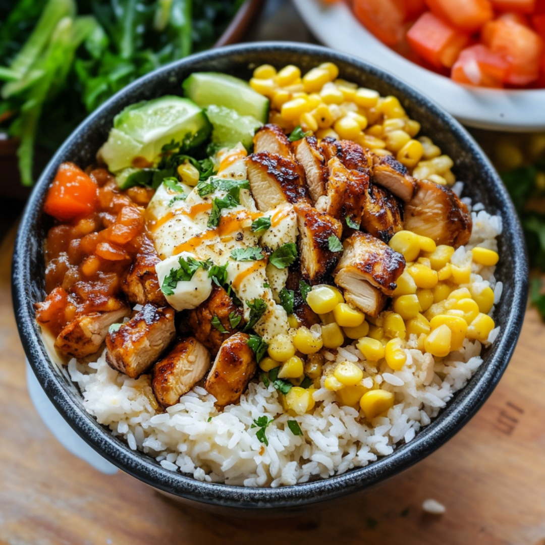 Street Corn Chicken Rice Bowl