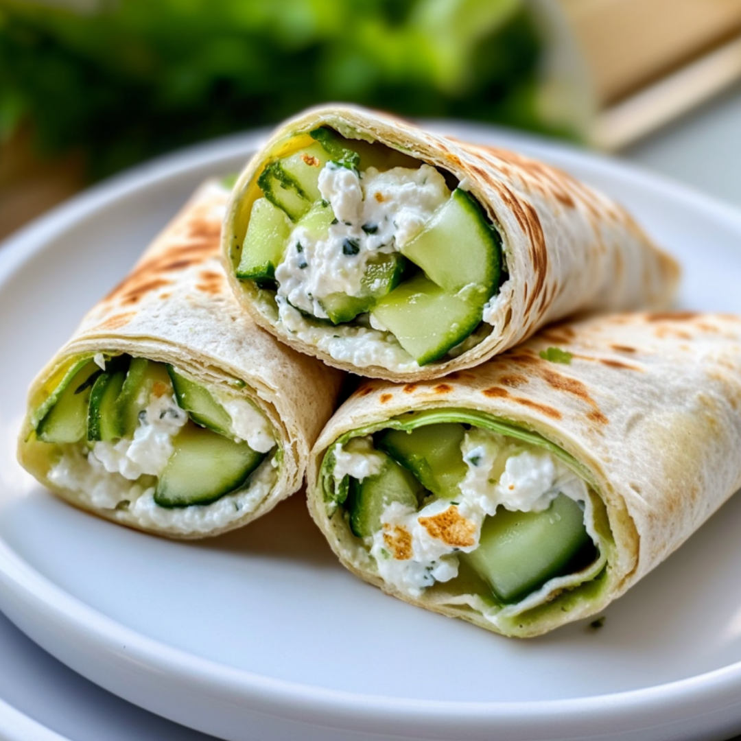 Bagel Cucumber Cottage Cheese Wraps