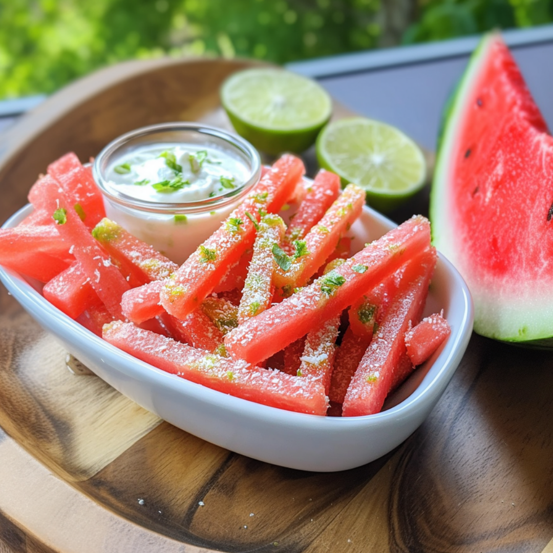 Watermelon Fries with Coconut Lime Dip