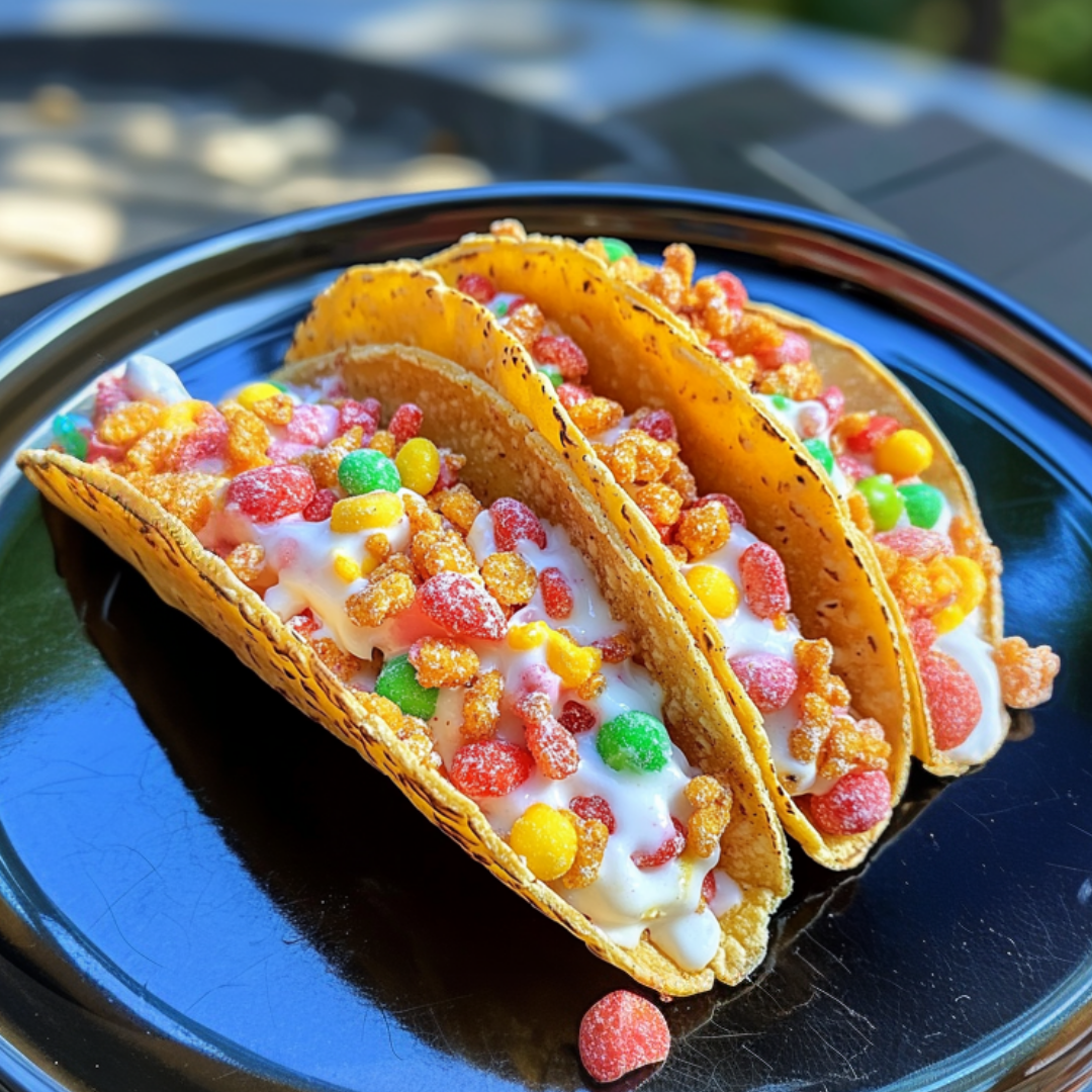 Fruity Pebbles Cheesecake Tacos