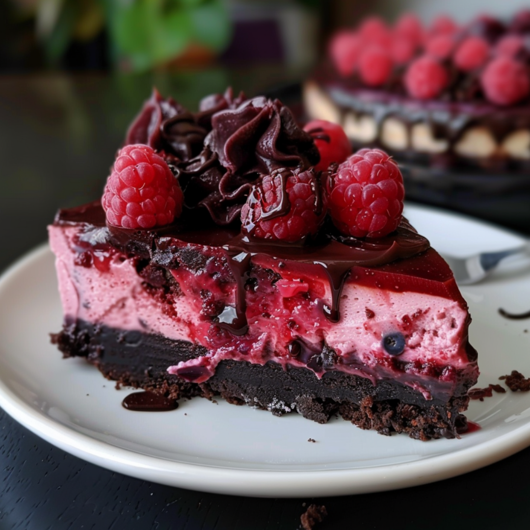 Dark Chocolate Raspberry Cheesecake
