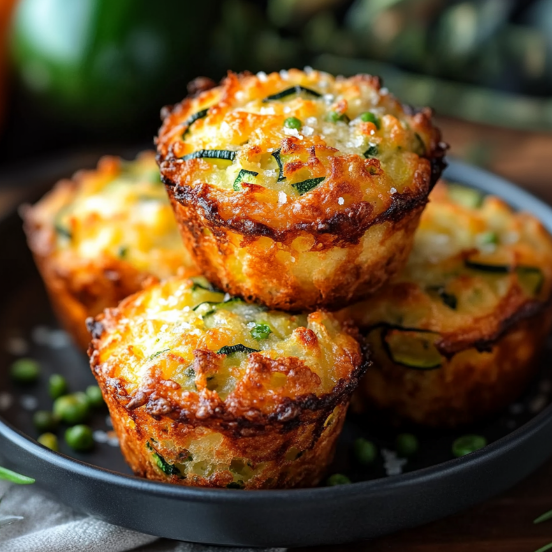 Crispy Parmesan Zucchini Potato Muffins