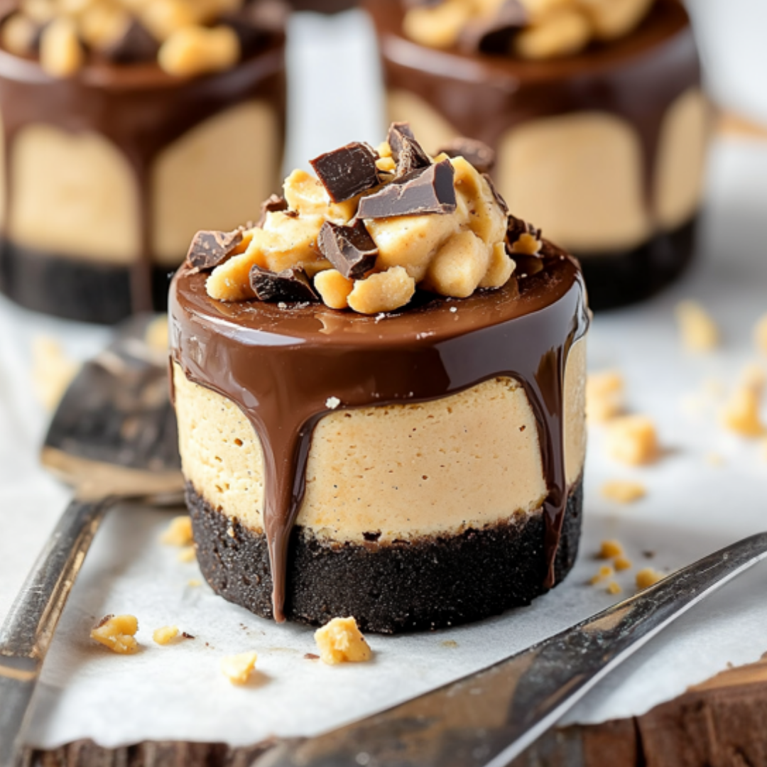 Chocolate Peanut Butter Mini Cheesecakes