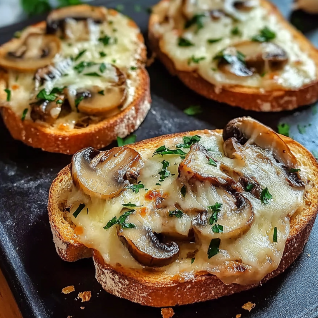 Gourmet Cheesy Mushroom and Garlic Toasts