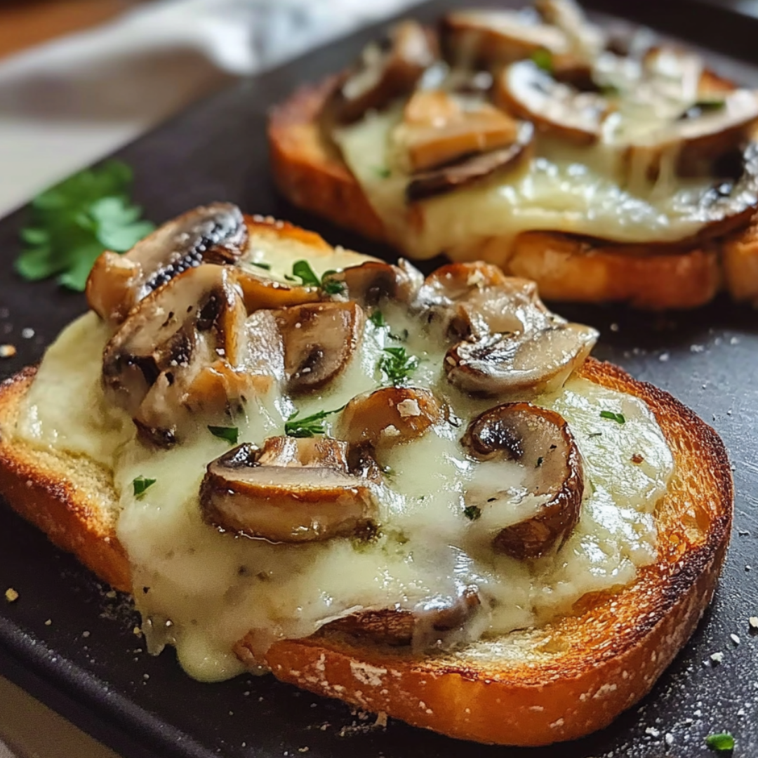 Gourmet Cheesy Mushroom and Garlic Toasts