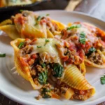 Spinach and Ground Beef Stuffed Shells
